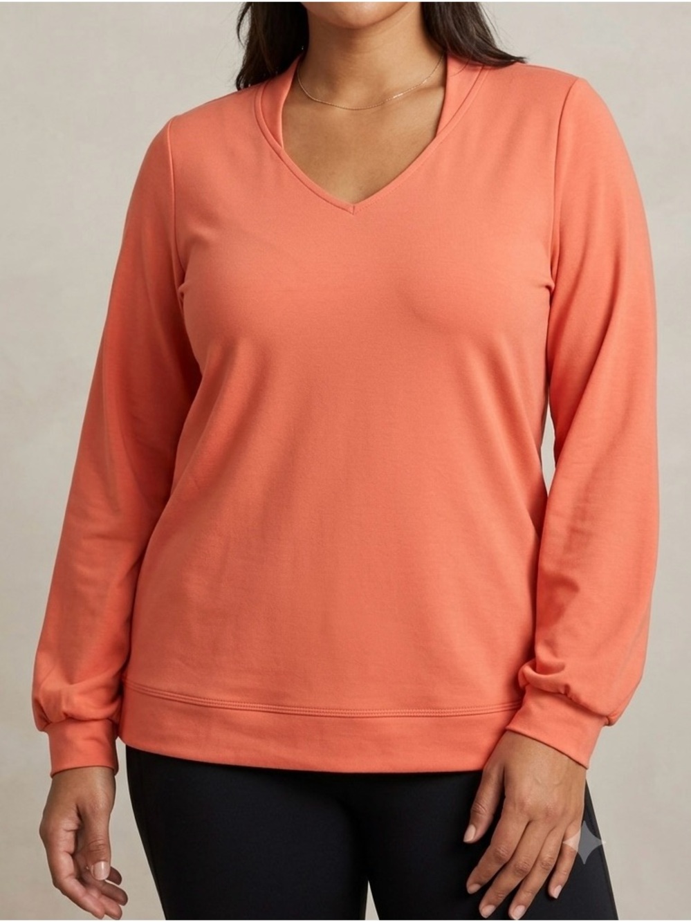 zuda Coral V-Neck Long Sleeve Tee